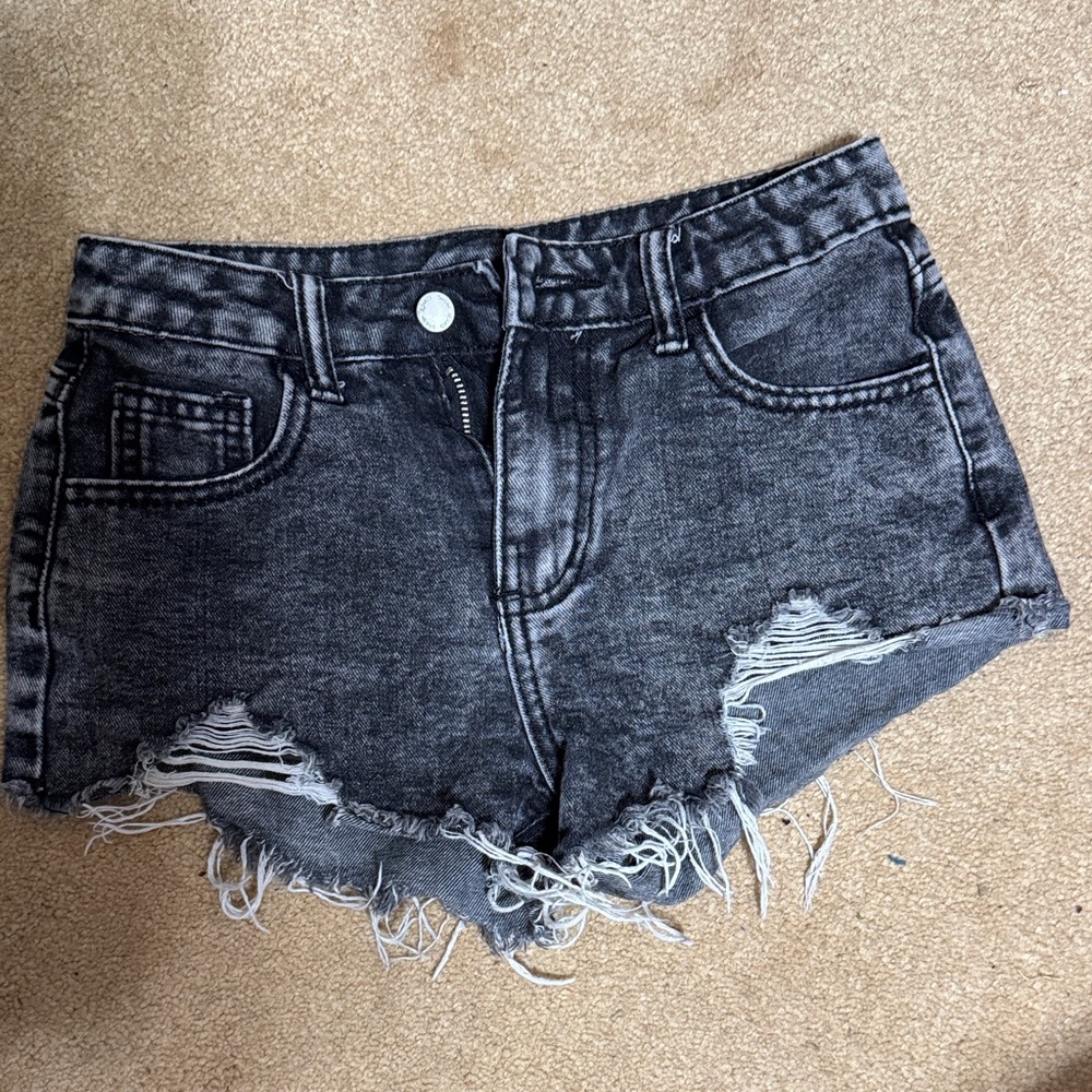 SHEIN Black Distressed Jean Shorts